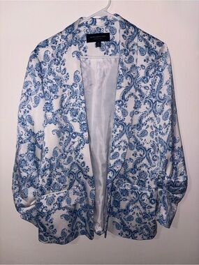 Marc New York White and Blue Paisley Print Blazer Size M - Used
